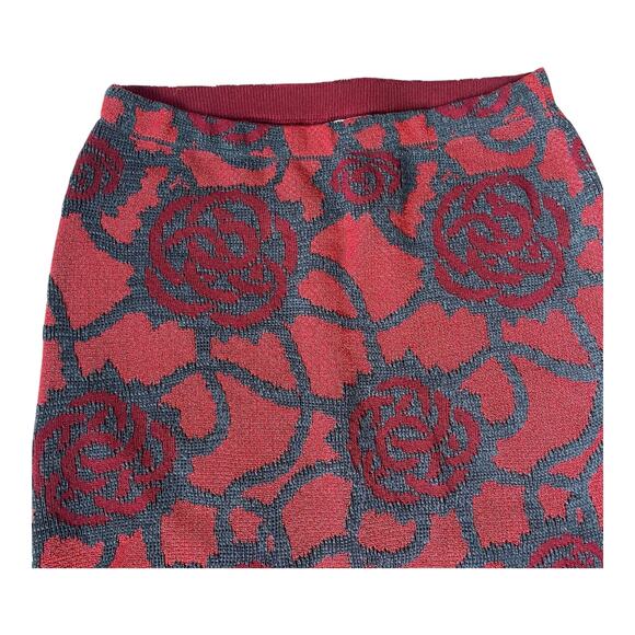 Dries Van Noten Knit Pencil Skirt Rose M Red Grey EUC - Picture 8 of 12